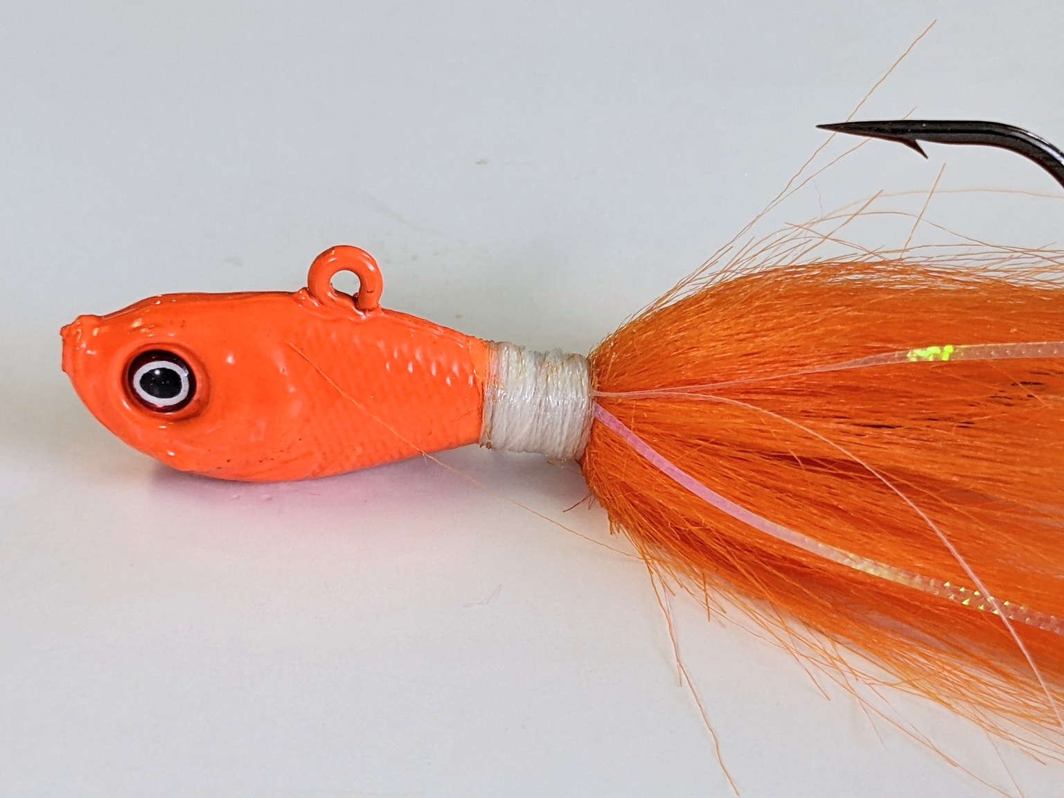 thumbnail image 2 of East Cottage Custom Tackle Premium Ultra Minnow Bucktail Jig – 1oz, Pink Chrome – For Striped Bass & Bluefish 2 of 6