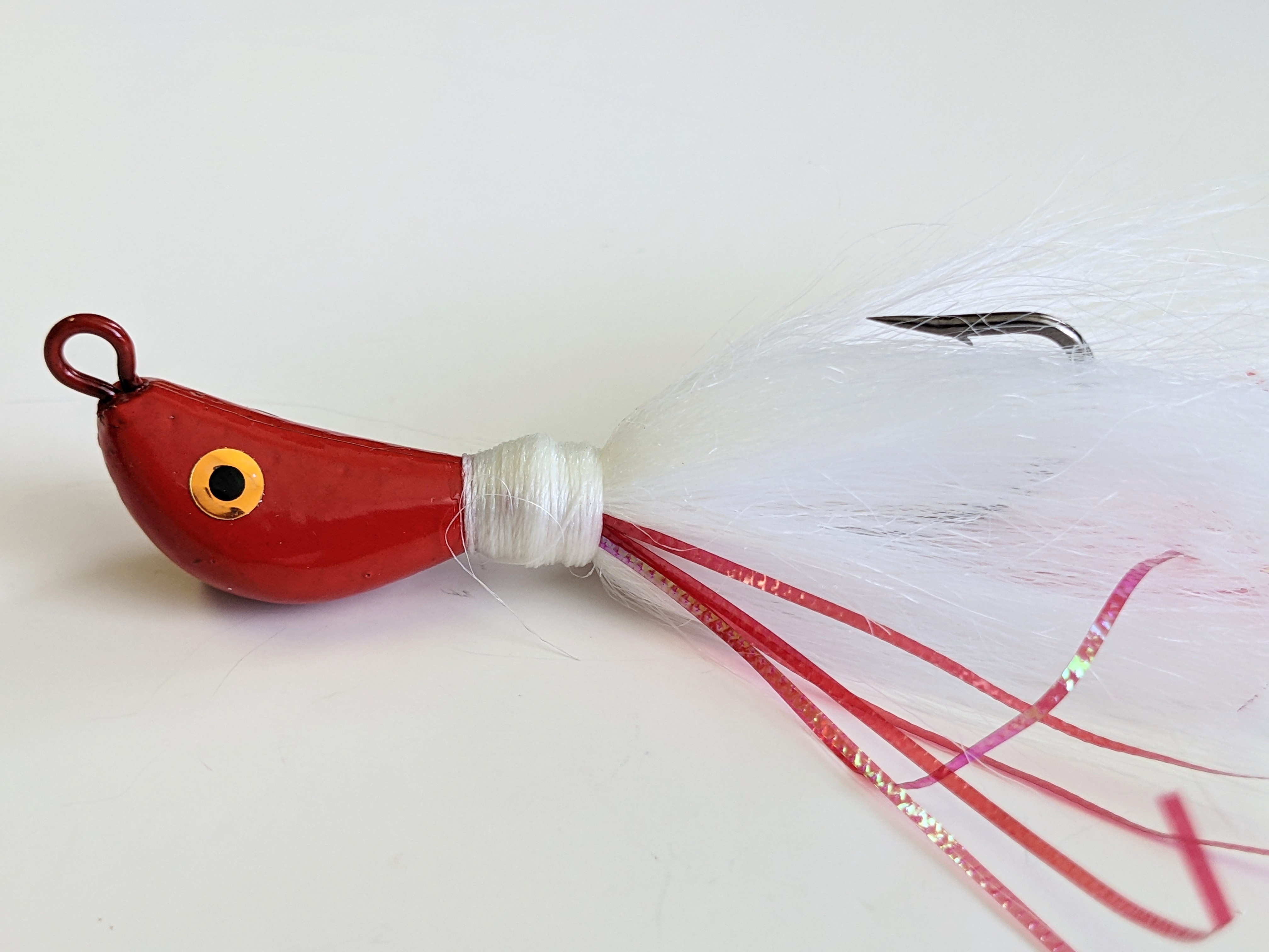White/Red Bucktail Jig – FHA TACKLE