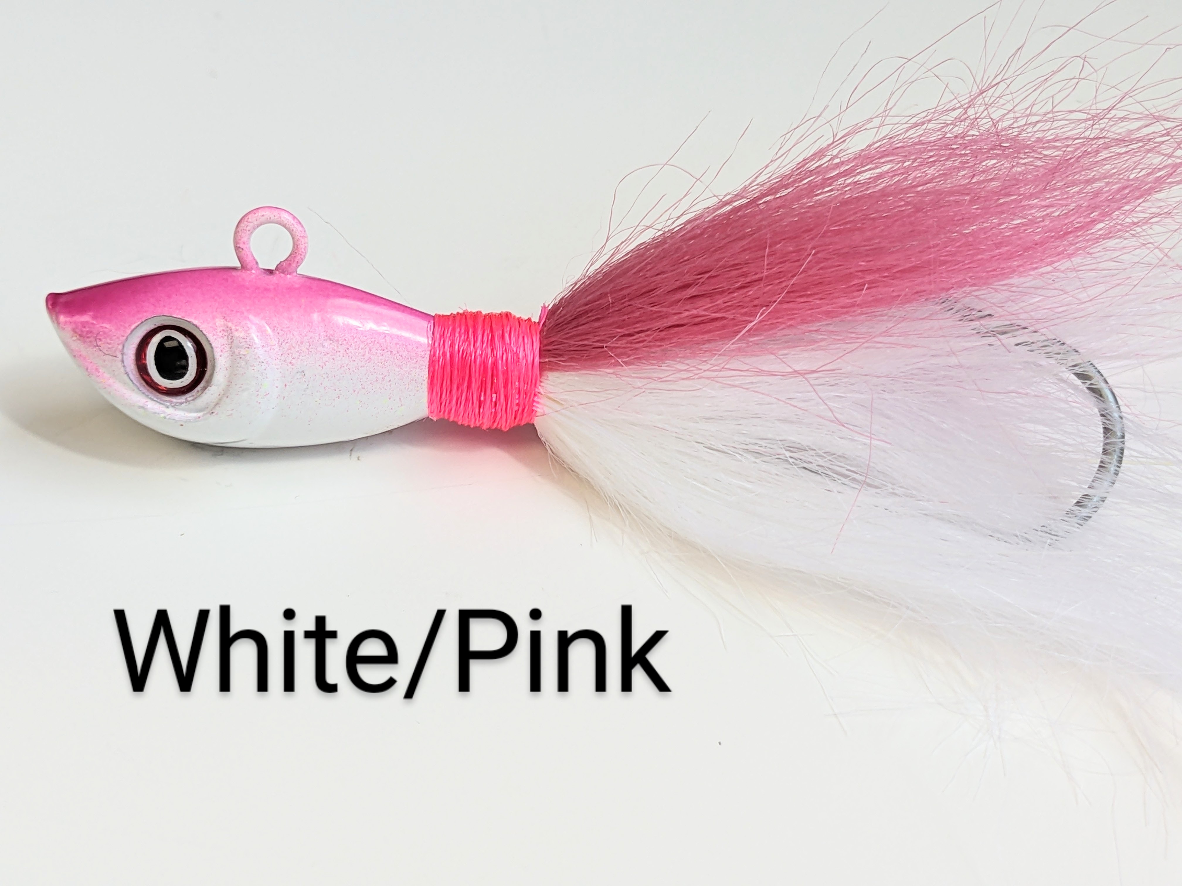 thumbnail image 2 of East Cottage Custom Tackle Premium Ultra Minnow Bucktail Jig – 1oz, Pink Chrome – For Striped Bass & Bluefish 2 of 6
